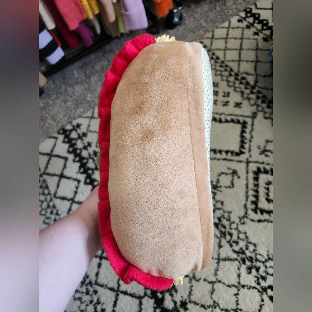 Fun Plush Hamburger Hot Dog Slippers Boys 5y - 6y